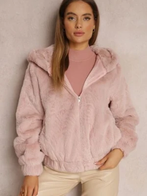 Jasnoróżowa Kurtka Futerko Teddy Oversize Fofana j&x