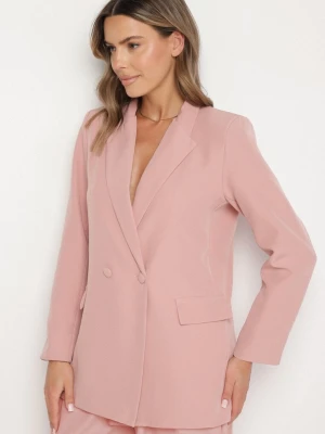 Jasnoróżowa Marynarka Dwurzędowa Mangane New Collection Różowy