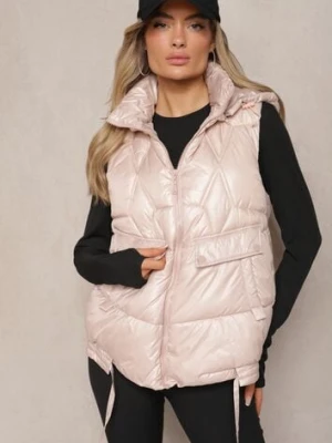 Jasnoróżowa Pikowana Kamizelka z Troczkami i Odpinanym Kapturem Arrelarra swest