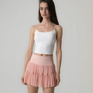 Jasnoróżowa spódnica mini z falbanką House