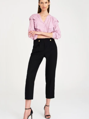 Jasnoróżowa, wiskozowa bluzka z falbanami Greenpoint