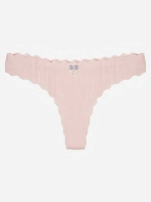 Jasnoróżowe Prążkowane Majtki Stringi z Bawełny Ilweda