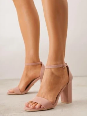 Jasnoróżowe Sandały Vices na Obcasie ze Skórzaną Wkładką Lishiria