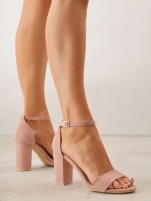 Jasnoróżowe Sandały Vices na Słupku z Wkładką ze Skóry Naturalnej Avelhira