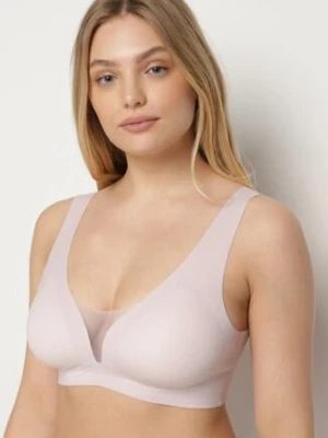 Jasnoróżowy Biustonosz Sportowy z Siateczką i Gorsetowym Zdobieniem Saliatessa love magnolia