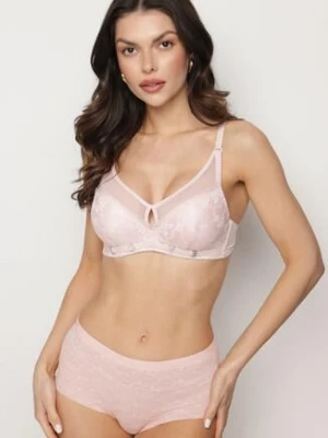 Jasnoróżowy Biustonosz z Koronkowymi Zdobieniami i Odpinanymi Ramiączkami Renarra love magnolia