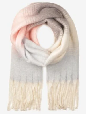 Jasnoróżowy Gruby Szalik z Efektem Ombre i Frędzlami Vielira