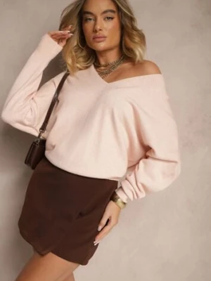 Jasnoróżowy Klasyczny Sweter z Wiskozą i Kaszmirem Marirra tandem