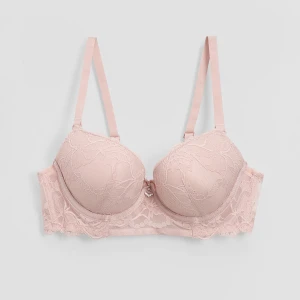Jasnoróżowy koronkowy biustonosz super push-up House