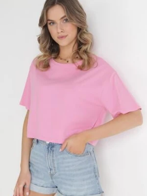 Jasnoróżowy Krótki T-shirt Oversize Lilu glo-story