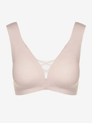 Jasnoróżowy Sportowy Biustonosz Zdobiony Siateczką i Gorsetową Aplikacją Salinalla love magnolia