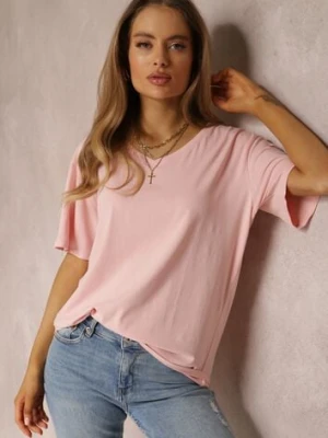 Jasnoróżowy T-shirt Nikoneus glo-story