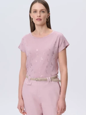 jasnoróżowy top w drobny print Greenpoint
