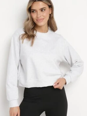 Jasnoszara Bawełniana Bluza Oversize o Krótszym Kroju Vesperana by swan