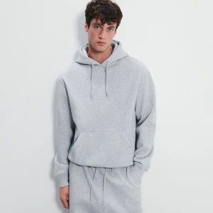 Jasnoszara bluza basic regular fit z kapturem House