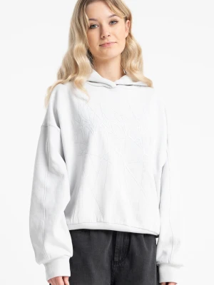 Jasnoszara bluza BOXY z autorską grafiką z przodu Reporter