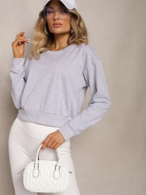 Zdjęcie produktu Jasnoszara Bluza z Bawełną ze Ściągaczami przy Rękawach i w Pasie Alberia j.style
