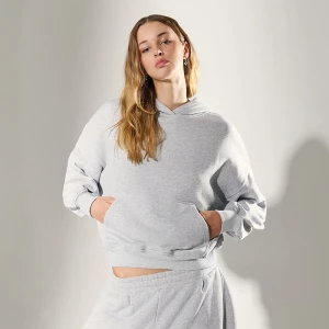 Jasnoszara bluza z kapturem z grubej dzianiny heavy weight House