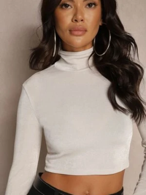 Jasnoszara Bluzka o Krótkim Fasonie z Półgolfem Banella lefon