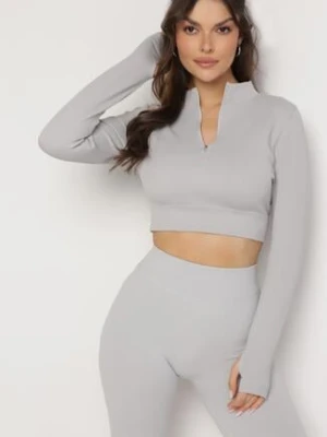 Jasnoszara Bluzka Zapinana na Suwak z Wycięciem przy Ściągaczu Aisllain elsa.m by may