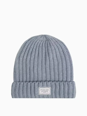 Jasnoszara czapka beanie z grubym warkoczowym splotem Puccini