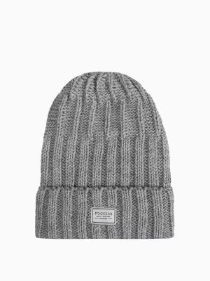 Jasnoszara czapka z grubym warkoczowym splotem Puccini