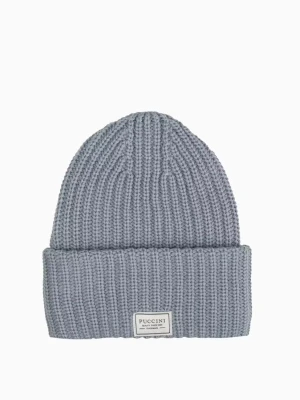 Jasnoszara czapka z szerokim mankietem Puccini