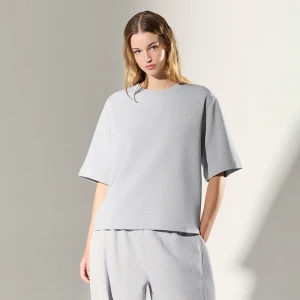 Jasnoszara koszulka boxy z grubszej dzianiny heavy weight House