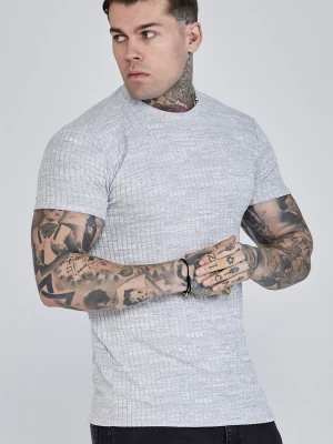 Jasnoszara koszulka męska rib knit SikSilk