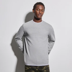 Jasnoszara koszulka z długim rękawem i białą lamówką House