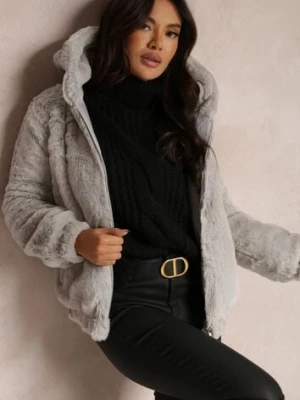 Jasnoszara Kurtka Futerko Teddy Oversize Fofana j&x