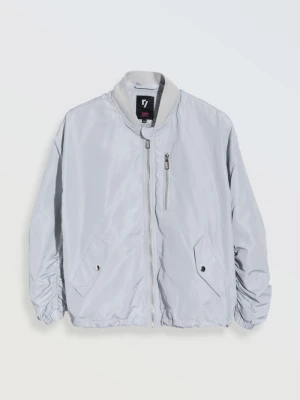 Jasnoszara kurtka przejściowa z kapturem typu bomberka Reporter