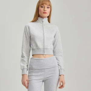 Jasnoszara rozpinana bluza ze stójką House