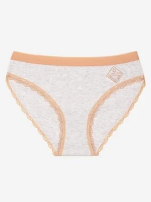 Jasnoszare Bawełniane Majtki Figi Pillima love magnolia
