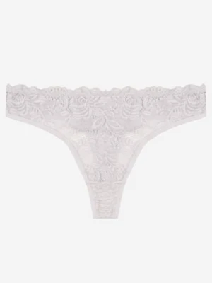 Jasnoszare Bawełniane Majtki Stringi z Koronką Ilwedana