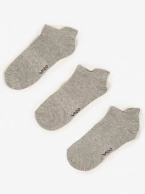 Jasnoszare Bawełniane Skarpety 3 Pack z Napisami Folindria Vico Szary