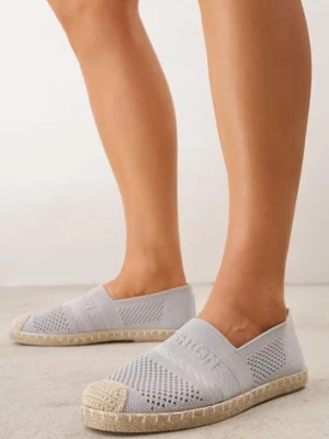 Jasnoszare Espadryle z Plecioną Cholewką przed Kostkę Mokosa