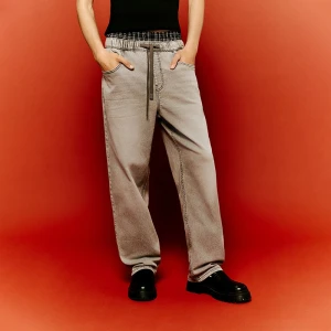 Jasnoszare jeansy baggy fit z gumką w pasie House