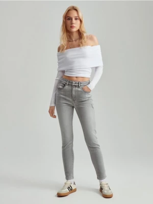 Jasnoszare jeansy skinny fit mid waist House