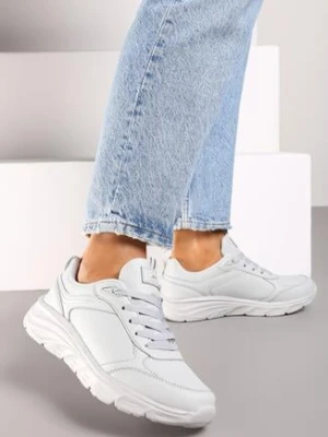 Jasnoszare Klasyczne Płaskie Buty Sportowe Sneakersy z Tłoczoną Podeszwą Velandria