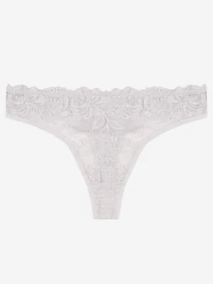 Jasnoszare Koronkowe Majtki Stringi z Bawełny Venalora