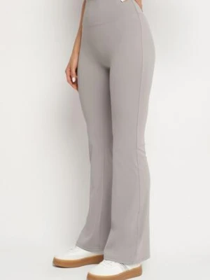 Jasnoszare Legginsy Typu Dzwony z Wysokim Stanem Orralise