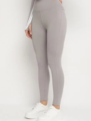 Jasnoszare Legginsy z Modelującymi Przeszyciami Selettia