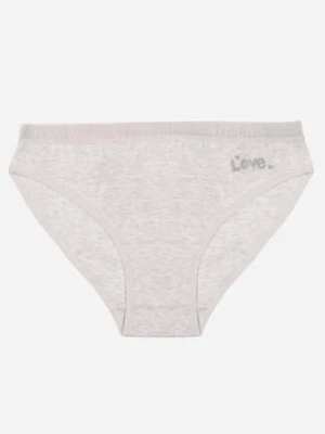 Jasnoszare Majtki Figi z Bawełną i Ozdobnymi Napisami Phioreia