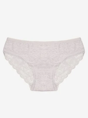 Jasnoszare Majtki Figi z Koronkowymi Wstawkami Amiora