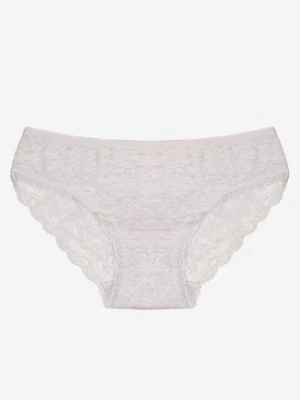Jasnoszare Majtki Figi Zdobione Koronką Venissella