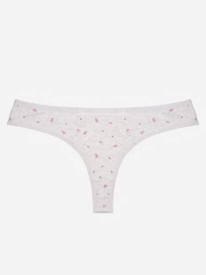 Jasnoszare Majtki Strongi z Drobnym Nadrukiem z Bawełną Clymeine