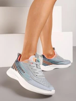 Jasnoszare Płaskie Sznurowane Buty Sportowe Sneakersy Moanne