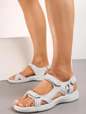 Jasnoszare Sandały Sportowe z Wkładką ze Skóry Naturalnej Morgadah