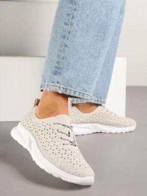 Jasnoszare Sneakersy Ozdobione Ażurowym Wzorem Sareldi